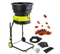 Fablestoryem 2500W Broyeur à Feuilles Électrique Broyeur de Compost Broyeur de Branches Hachoir à Feuilles Broyeur de Feuilles de Jardin, Diamètre de L'entonnoir 54 cm pour Nettoyage Cour 60M Wire