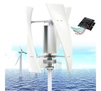 Fablestoryem Générateur D'éolienne 14000W, éolienne Verticale, 3 Pales à Faible Bruit, Générateur 12V/24V/48V/110V/220V, Générateur D'éolienne, Ensemble Complet pour Famille avec Contrôleur,White-24V