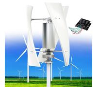 Fablestoryem Kit de Générateur d'éolienne 14000W, Kit de Générateur de Vent Vertical d'éolienne 12V/24V/48V/110V/220V, équipement de Producteur d'électricité, Kit d'énergie Domestique,White-12V