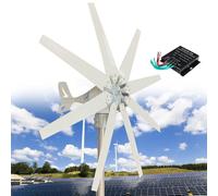 Fablestoryem Kit Générateur éolien, 14000W 12V/24V48V /110V/220V, avec 8 Pales, avec Contrôleur MPPT, Générateur éolien, pour Marine, Camping-Car, Maison, Système éolien Solaire Hybride,24V