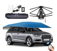 Fablestoryem Tente de Voiture Universelle, Abri de Voiture Mobile, Auvent de Voiture Pliable, Housse de Voiture Automatique, Télécommande Automatique, Utilisation en Extérieur,Navy Blue-4.8m/189''