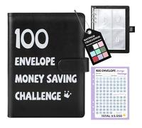 Fabmaker Classeur de défi pour économiser de l'argent, livre de défis d'épargne avec 100 enveloppes et suivi, classeur d'épargne pour économiser 5050 $ de manière amusante et motivante, kit de
