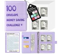 Fabmaker Classeur de défi pour économiser de l'argent, livre de défis d'épargne avec 100 enveloppes et suivi, classeur d'épargne pour économiser 5050 $ de manière amusante et motivante, kit de