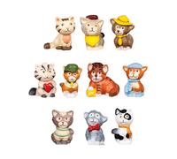 FABOLAND - Série de 10 Fèves en Céramique 'Nos Amis Les Chats', Miniatures pour Galette des Rois, Multicolore - AN1051