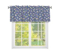 Fabpuro Cantonnière de fenêtre à carreaux vichy bleu pour cuisine, rideaux courts avec passe-tringle, panneau de traitement de fenêtre pour décoration d'intérieur, bleu blanc, 137,2 x 45,7 cm