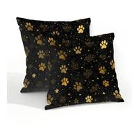Fabpuro Lot de 2 housses de coussin décoratives imperméables pour extérieur, 50 x 50 cm, motif empreintes de pattes de chien, étoiles étoilées, pour terrasse, jardin, tente, canapé, sofa