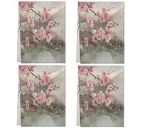 Fabpuro Lot de 4 torchons de cuisine en microfibre doux et absorbants à séchage rapide pour salle de bain, décoration d'intérieur, peinture à l'encre chinoise, Prune Bossom Arts, 45 x 72 cm