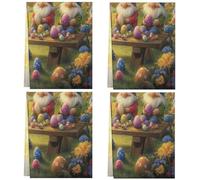 Fabpuro Lot de 4 torchons de cuisine en microfibre doux et absorbants à séchage rapide pour salle de bain, décoration d'intérieur, coucher de soleil de Pâques, conte de fées, nains de fées, scène de