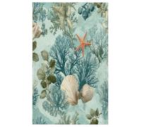 Fabpuro Torchon de cuisine en microfibre doux et absorbant à séchage rapide pour salle de bain, décoration d'intérieur, océan, vie marine, corail et étoile de mer - 45 x 72 cm