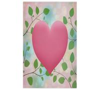 Fabpuro Torchon de cuisine en microfibre doux et absorbant à séchage rapide pour salle de bain, décoration d'intérieur, motif cœur et branches Rose 45 x 72 cm