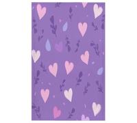 Fabpuro Torchon de cuisine en microfibre doux et absorbant à séchage rapide pour salle de bain, décoration d'intérieur, Saint-Valentin Motif cœur sur fond violet 45 x 72 cm