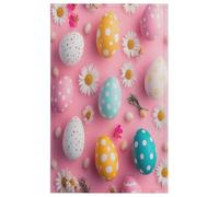 Fabpuro Torchon de cuisine en microfibre doux et absorbant à séchage rapide pour salle de bain, décoration d'intérieur, œufs de Pâques, marguerite sur fond rose, 45 x 72 cm