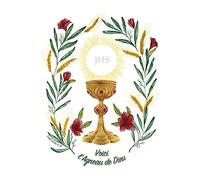 Fabrefacio Lot de 10 images de première communion - Calice et ornementation florale. Qualité premium 350g/m²