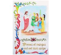 Fabrefacio Lot de 10 images de première communion - Jésus avec communiantes Qualité premium 350g/m² avec dorure