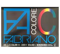 Fabriano 65251533 Lot de 25 Feuilles, 33 x 48 cm, Assortis, 220 g/m²