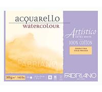 FABRIANO ARTISTICO WHITE Bloc 4 côtés collés, Papier, Extra Blanc grain fin, 5x7 en, Set de 25 Pièces