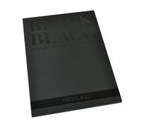 FABRIANO - BLACK BLACK - Bloc 1 côté collé 21x29,7 cm - 300 gsm - 20 feuilles papier ultra-noir, DIN A4