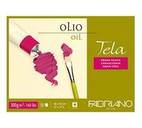 FABRIANO - Tela, Grain Toile - Bloc 4 côtés collés 30x40 cm - 300 GSM - 10 Feuilles