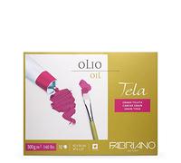 FABRIANO Tela, Grain Toile Bloc 4 côtés collés, Papier, Blanc, 42 x 56 cm