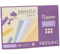 Fabriano Tiziano 46021297 Bloc de Papier Pastel A4 30 Feuilles 6 Couleurs Douces 160 g/m²