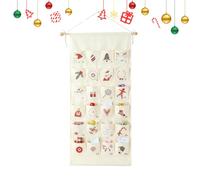 Fabric Adventt Calendar - Calendrier de Noël réutilisable avec 24 poches | Fill Your Own Hanging Wall Decoration for Chocolate, Candy, Cookie, Toy
