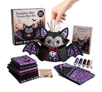 Fabric Art Kit - Halloween Tissue Box Sewing DIY Decor, Farmhouse Craft