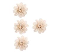 Fabric Corsage Big Hair White Paper Clip on Flowers Lapel Pins for Women Wall Decor Large Cloth Brooch Beige Chiffon