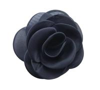 Fabric Flower Brooch 12 cm grande fleur broche doux femmes tissu Rose Pin-up bijoux épingle à cheveux vêtements accessoires(Black)