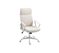 Fabric High Back Office Chair - Cream White