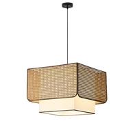 Fabric Lamp Shade Wabi-Sabi Japanese Light Large Bamboo Art Fixtures 19.7'' 1 Light Illumination Kitchen Island Primitive Lighting Handmade Woven For Farmhouse Dining/Living/50Cm