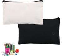 Fabric Pouch, Fabric Case, Small Zipped Fabric Pouch, Canvas Bag, Fabric Zip-Up Bag, Make-Up Bag, White Fabric Case, For Work, School, Travel, White, Modern