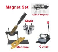 Fabricant de Boutons, L'ensemble combiné de Machine à badges carrés broches/aimants 60x40mm comprend un coupe-moule et 100 ensembles matériaux, Kit complet(Magnet Set)