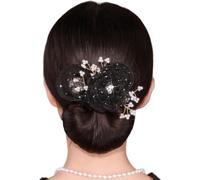 Fabricant de chignons, outil de cheveux torsadés français à fleurs avec décor perles, fabricant chignons flexibles et paresseux pour femmes et filles, décoration