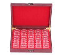 [Fabrication exquise] Le Porte-Monnaie WO 50 Pièces Storage Boîte de Rangement en Bois Vintage avec étui de Protection Transparent pour la Collection de Pièces Un Composite fabriqué à Partir de