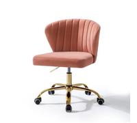 Fabrication Haus Chaise de Bureau Moderne, Chaise Coquille Ergonomique, Fauteuil de Bureau Mignonne en Velours, Siège Roulante Pivotante à Dossier Bas Réglable, pour Salon, Salle d'Etude (Rose)