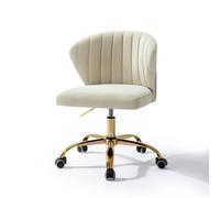 FABRICATION HAUS Chaise de Bureau Moderne, Chaise Coquille Ergonomique, Fauteuil de Bureau Mignonne en Velours, Siège Roulante Pivotante à Dossier Bas Réglable, pour Salon, Salle d'Etude, Beige