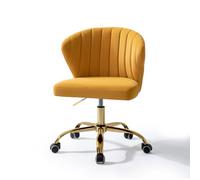 FABRICATION HAUS Chaise de Bureau Moderne, Chaise Coquille Ergonomique, Fauteuil de Bureau Mignonne en Velours, Siège Roulante Pivotante à Dossier Bas Réglable, pour Salon, Salle d'Etude, Orange