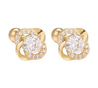 Fabrication Pince Perceuse Bijoux Women's Inlaid Flower Earrings Love Earrings Rose Gold Accessoires Taille Outils Bijoux (A, One Size)