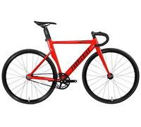 FabricBike Aero - Vélo Fixie, Fixed Gear, Single Speed, Cadre Aluminium et Fourche Carbone, Roues 28", 3 Tailles, 5 Couleurs, 7,95 kg (Taille M) (Red & Black, M-54cm)