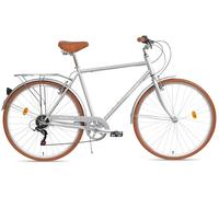 FabricBike Southken - Vélo de Ville 28", Velo de Ville Classique, Bicyclette avec Panier, Selle Confortable, Transmission à 7 Vitesses (Southken Matte Grey, M-54cm)