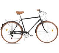 FabricBike Southken - Vélo de Ville 28", Velo de Ville Classique, Bicyclette avec Panier, Selle Confortable, Transmission à 7 Vitesses (Southken Matte Black, L-58cm)