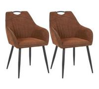 AltoBuy Fabrice - Lot de 2 Fauteuils de Table Tissu Maille Polyester et Liseré Cuivre