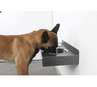 Fabricios Élégante mangeoire murale pour chien en métal avec 2 gamelles en acier inoxydable (gris titane)