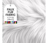 Fabricla Tissu imitation Fausse fourrure à poils longs - Demi Yard blanc