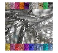 Fabrics-City argent/noir tissu paillettes métalliques premium 6 mm, lurex effilé, idéal pour costumes, soirées, carnaval, mode festive, accessoires glamour, couture brillante, 2427