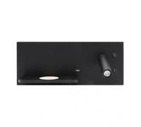 Fabrilamp 17136de09 Applique 2+8w 4000k Velazquez Droit Noir Usb+Qi 130lm Double Puissance 14x35x14 Cm