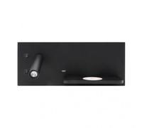 Fabrilamp 17136iz09 Applique 2+8w 4000k Velazquez Gauche Noir Usb+Qi 130lm Double Puissance 14x35x14 Cm