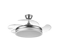 FABRILAMP TODOLAMPARA - Ventilateur de plafond avec lumière LED 72 W moteur DC modèle BAYOMO, couleur nickel, 3 tons, pales rétractables, 6 vitesses, télécommande