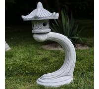 FABRIQ Eto-Doro Grande lampe japonaise Rankei Lanterne japonaise, figurine en pierre, grise, résistante au gel, massive L : 36 cm l : 26,5 cm H : 70 cm Poids : 26 kg pour l'extérieur