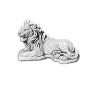 FABRIQ Figurine de lion couché en pierre - Sculpture de jardin réaliste en pierre coulée - 13 kg - Résistante aux intempéries et au gel - Décoration de jardin majestueuse